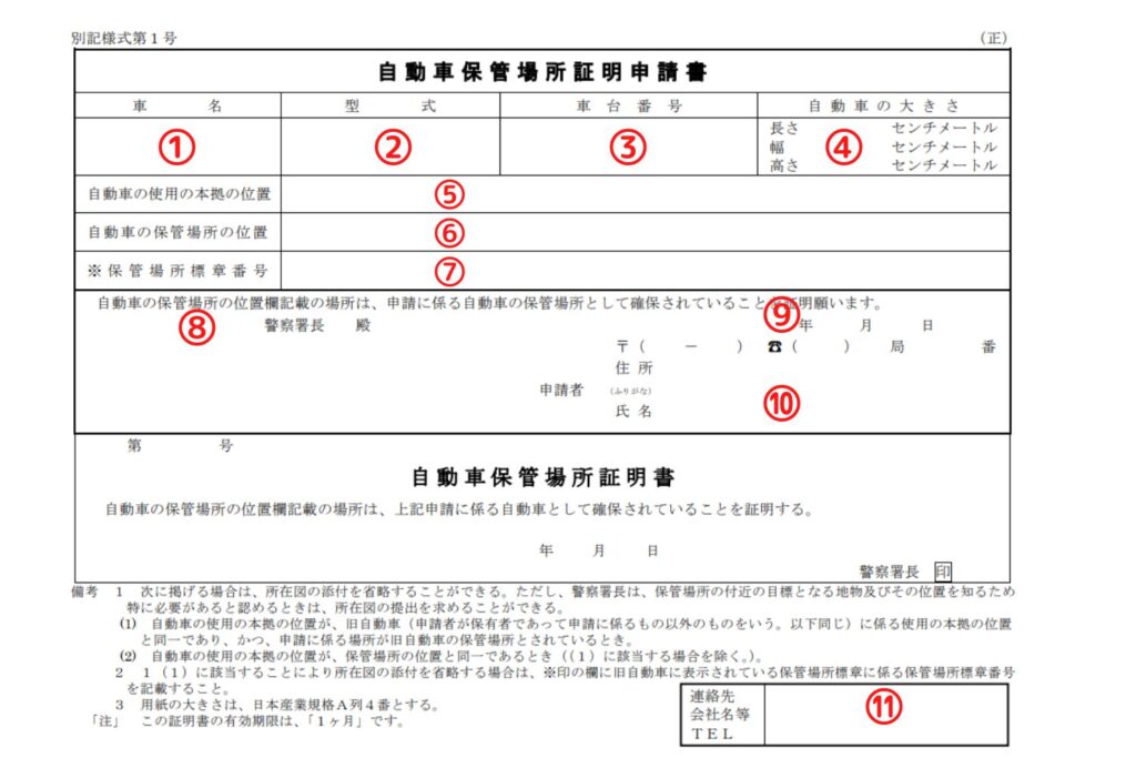 福井県様式の車庫証明申請書の書き方