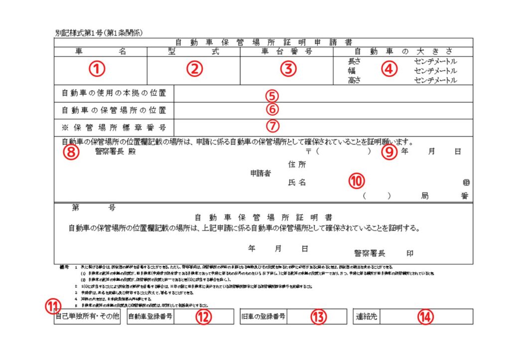 高知県様式の車庫証明申請書の書き方