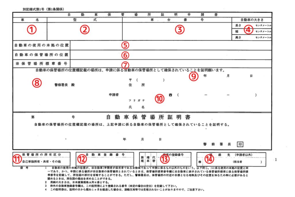 三重県様式の車庫証明申請書の書き方
