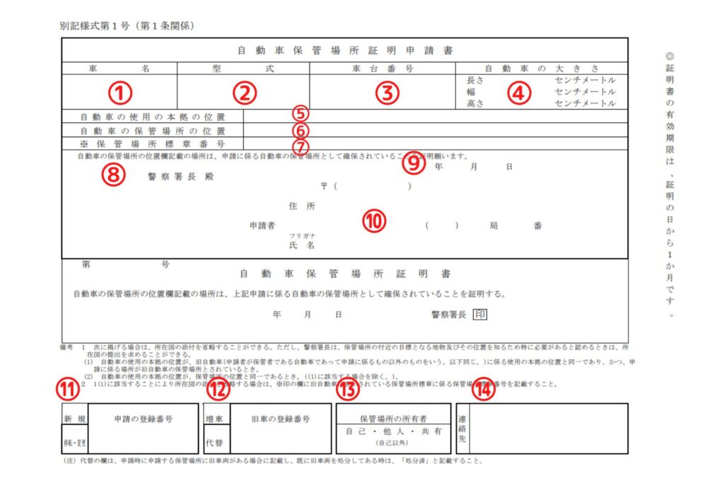 栃木県様式の車庫証明申請書の書き方