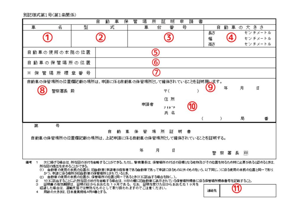 徳島県様式の車庫証明申請書の書き方