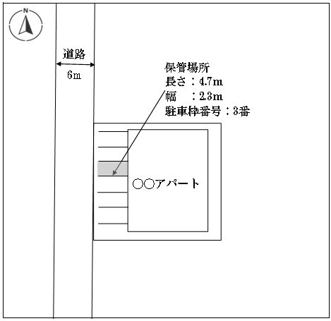 道路に直接面している駐車場の場合の配置図作成例