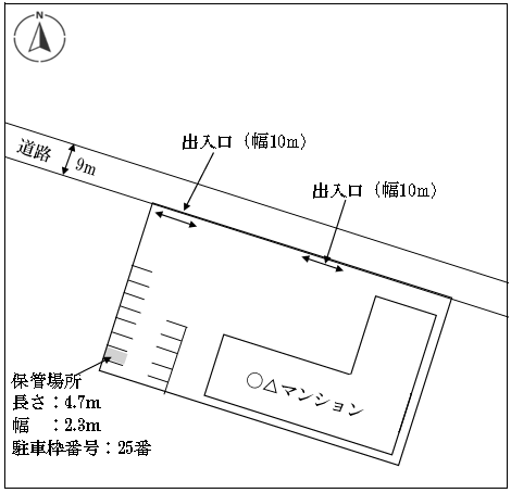 マンション敷地内の平面駐車場の場合の配置図作成例